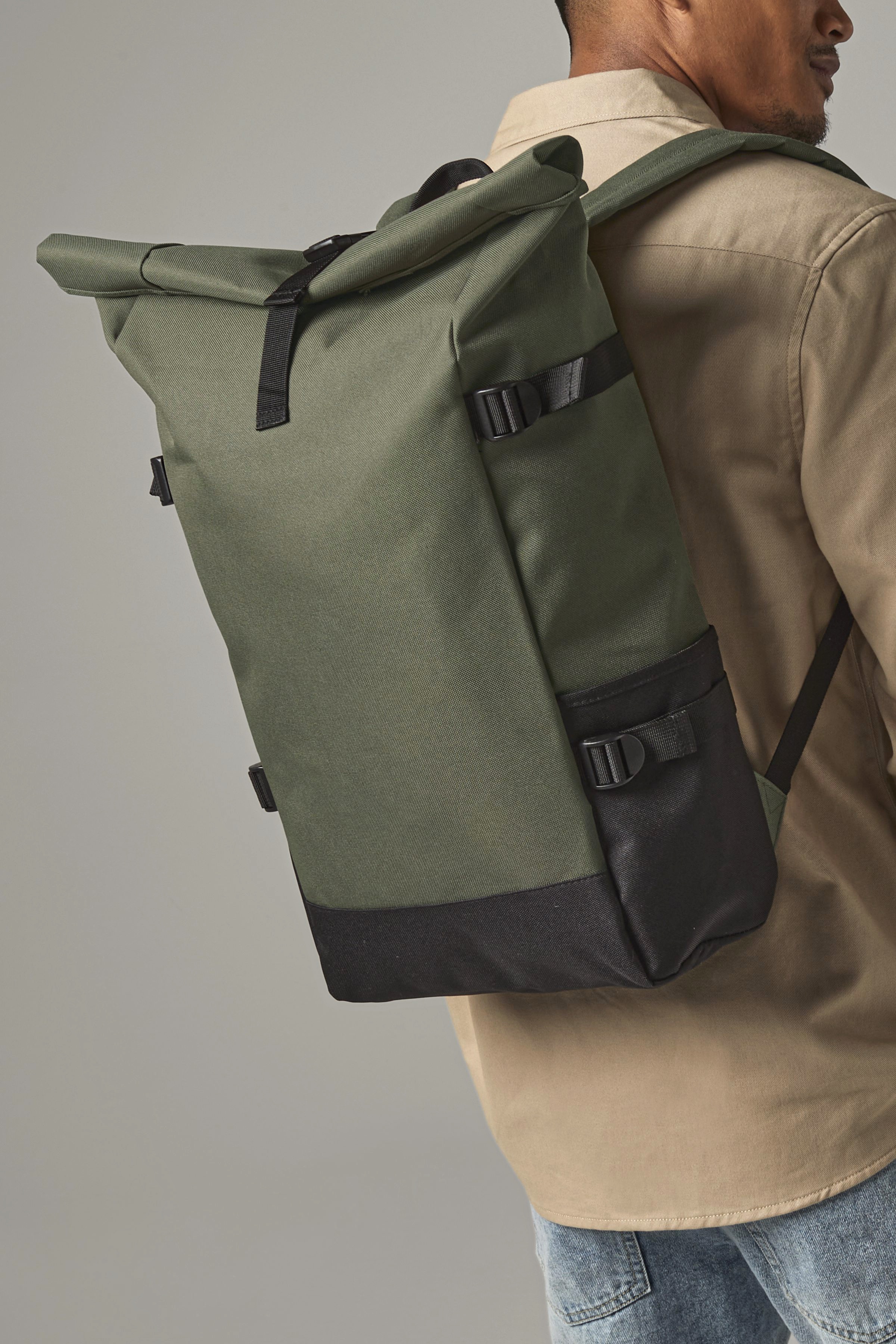 Block Roll-Top Backpack - BagBase