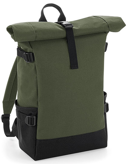 Block Roll-Top Backpack - BagBase