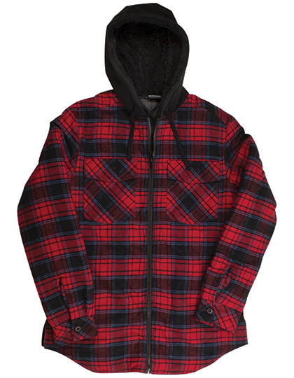 Men´s Flannel Jacket With Sherpa Hoodie - Burnside