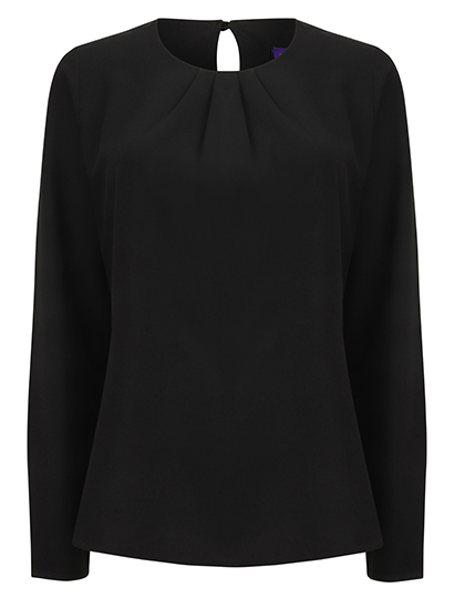 Ladies´ Pleat Front Long Sleeved Blouse - Henbury