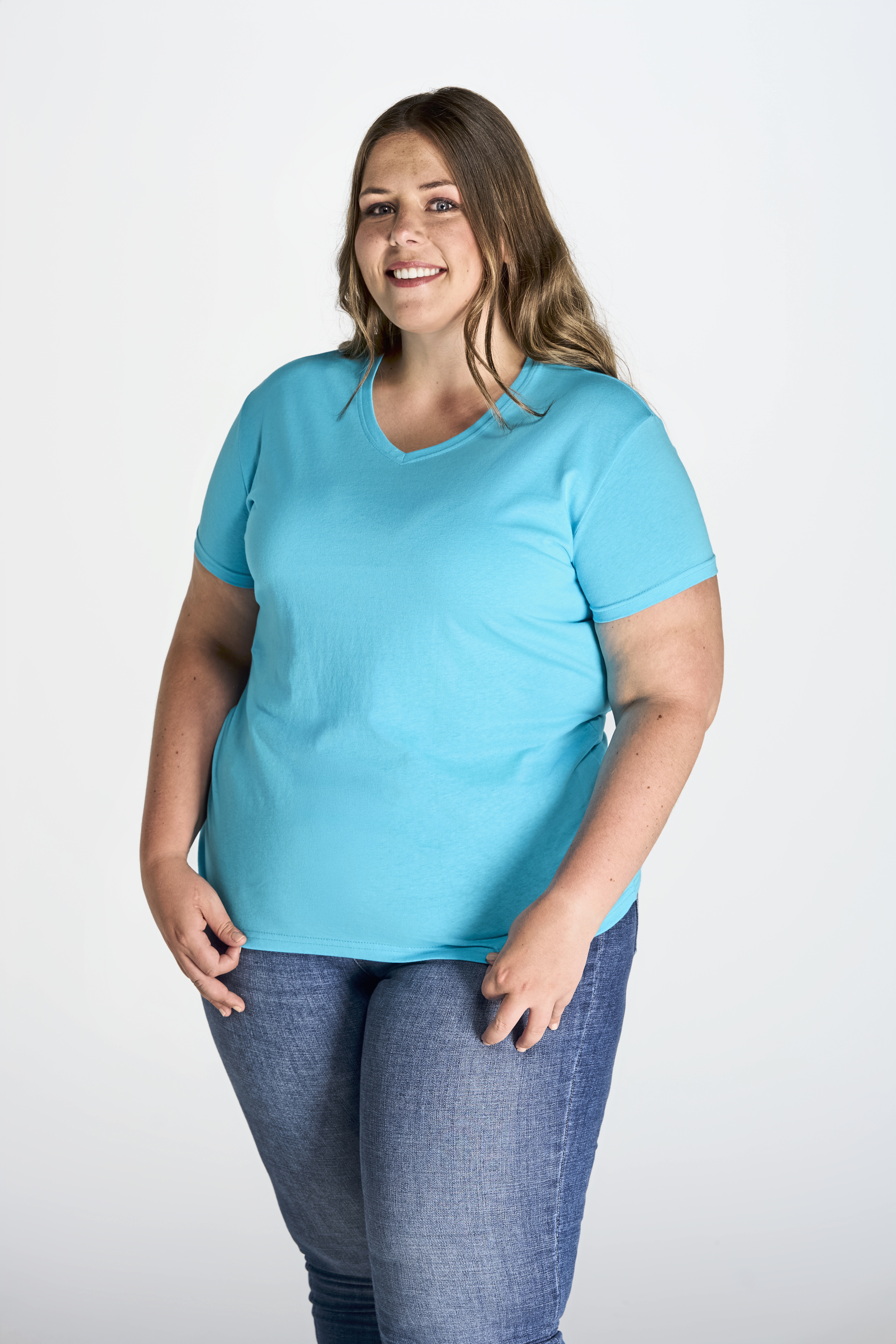 Ladies´ Curves T-Shirt V-Neck - JHK