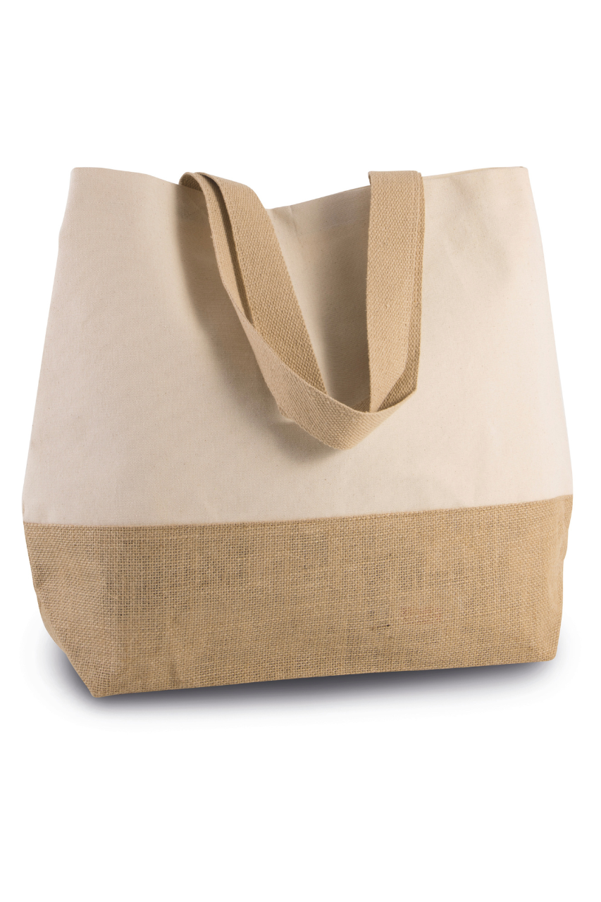 CANVAS & JUTE HOLD-ALL SHOPPER BAG - Kimood