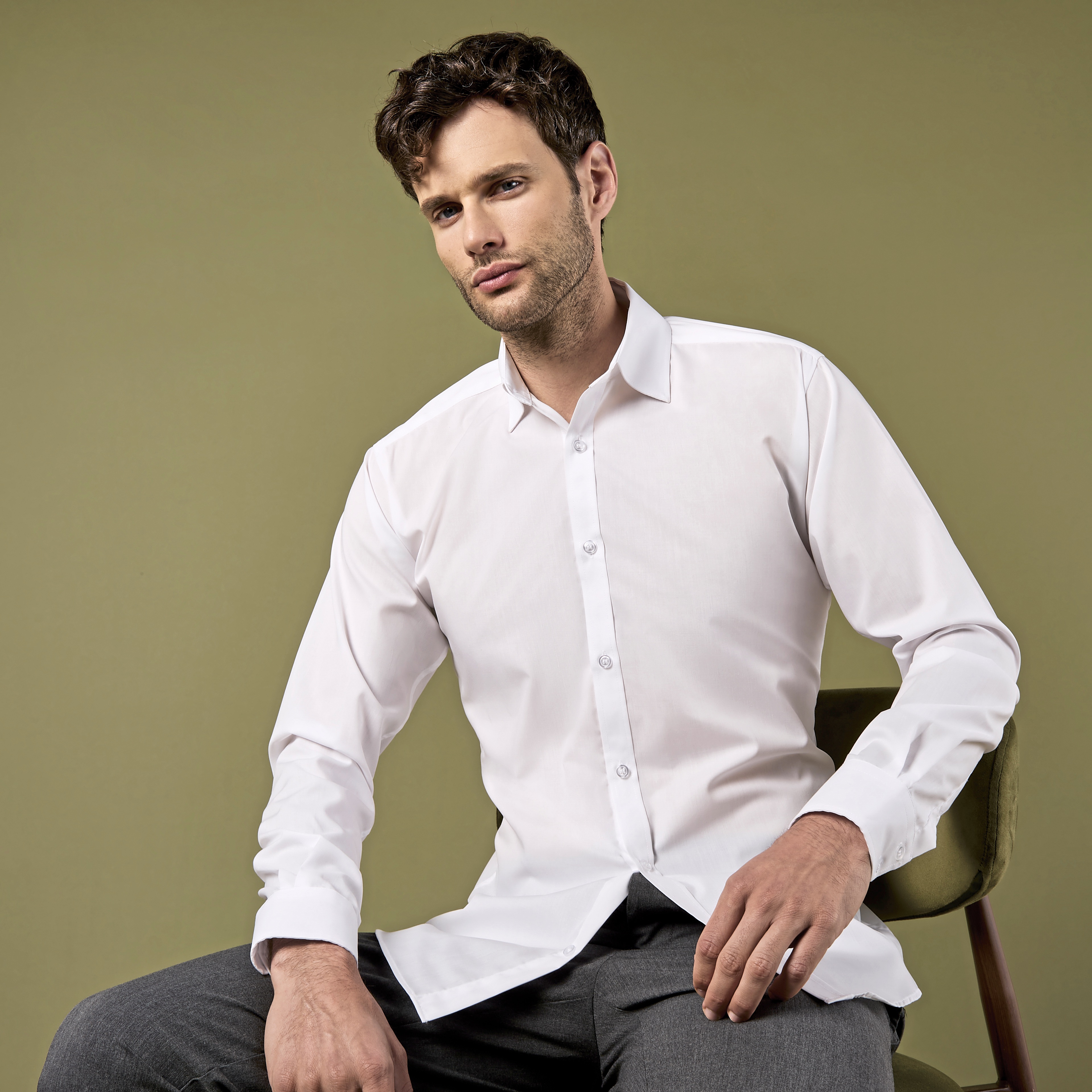 Men´s Slim Fit Business Shirt Long Sleeve - Kustom Kit