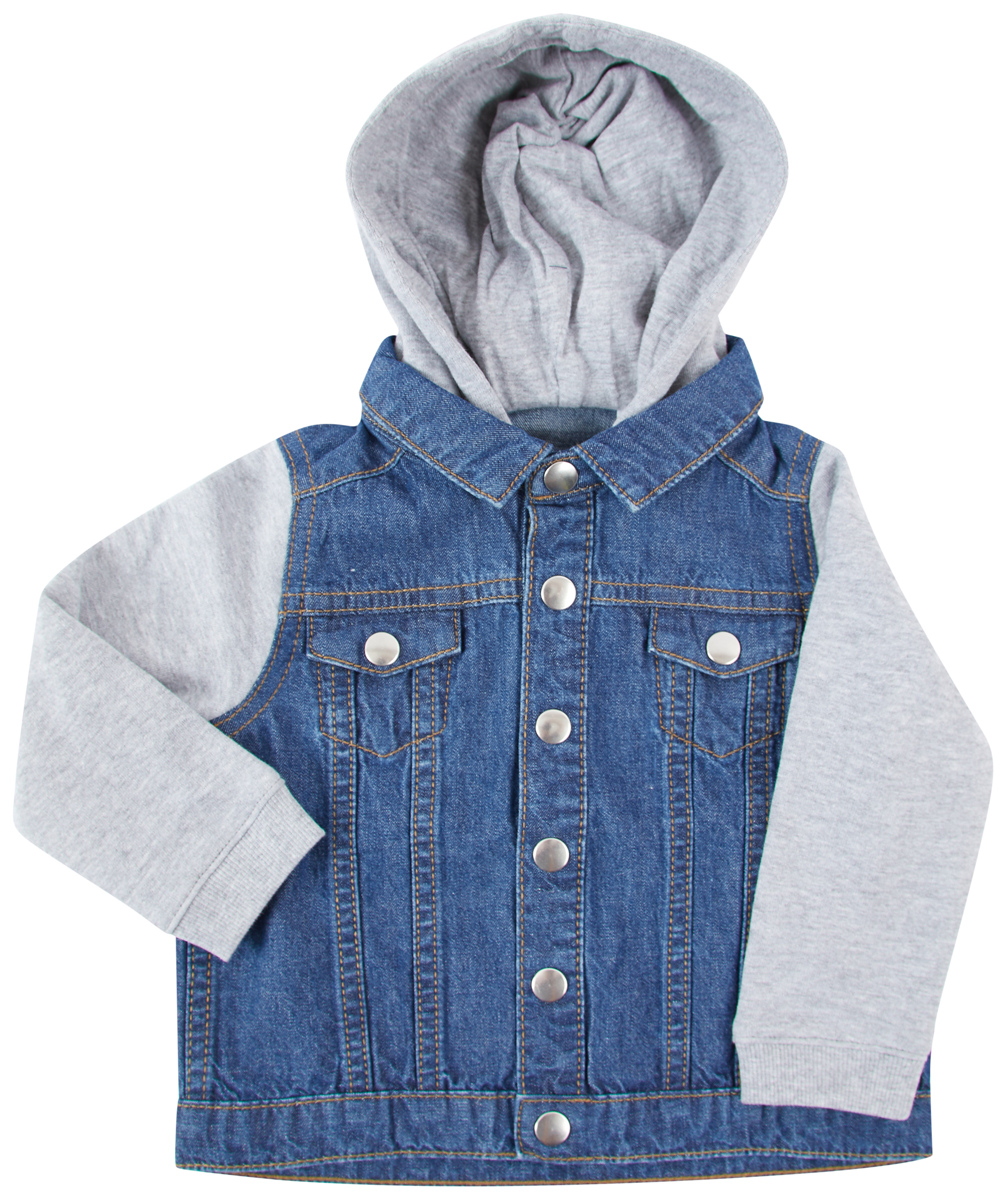 Denim Jacket With Fleece Hood And Sleeves - Larkwood