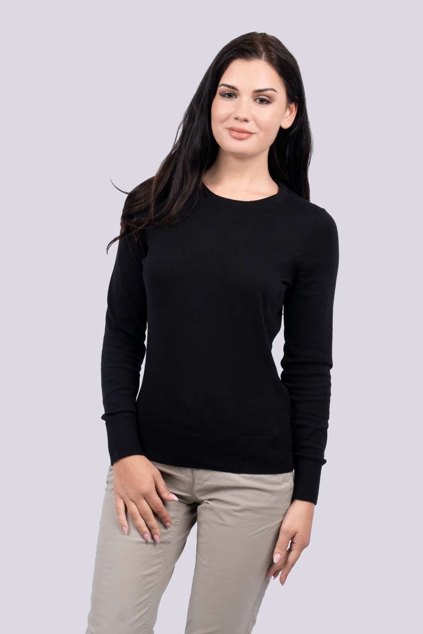 WOMEN’S CREW NECK FINE GAUGE COTTON PULLOVER - Legend Classics