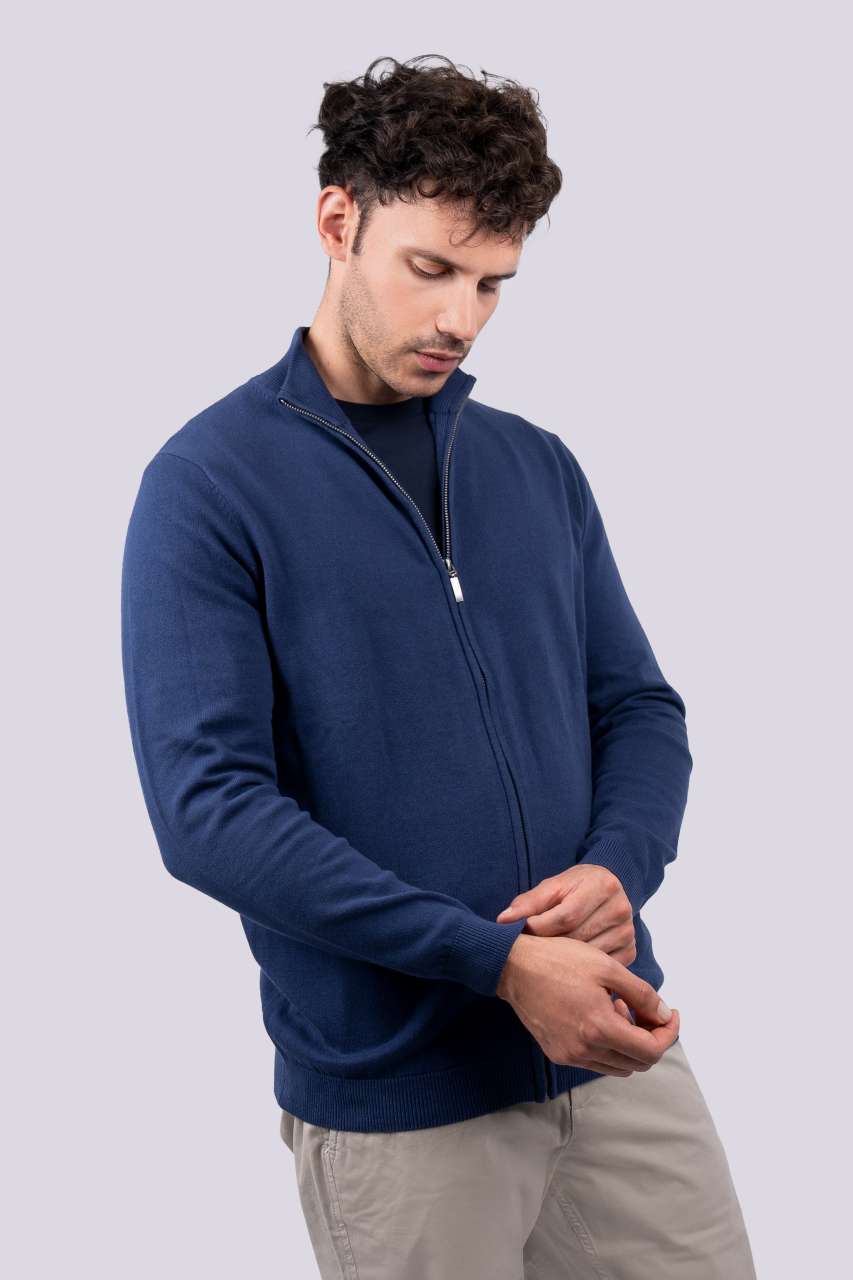 MEN’S FULL ZIP CARDIGAN FINE GAUGE COTTON - Legend Classics