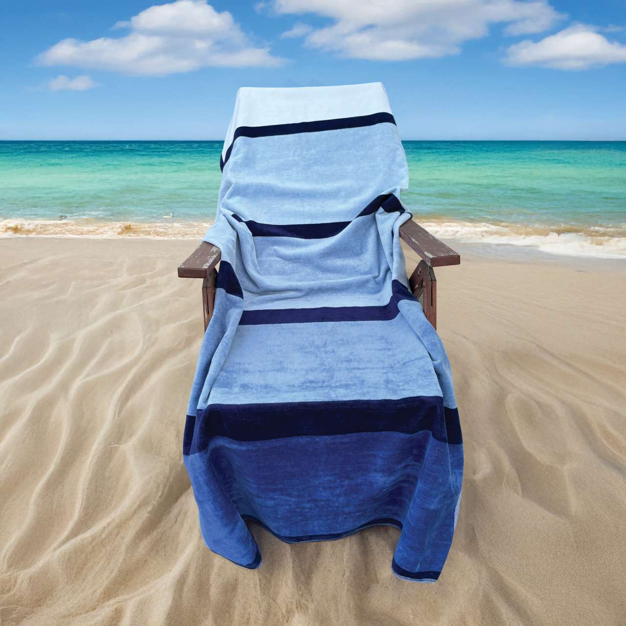 OLIMA „BLUE WAVE” BEACH VELOUR TOWEL - Olima