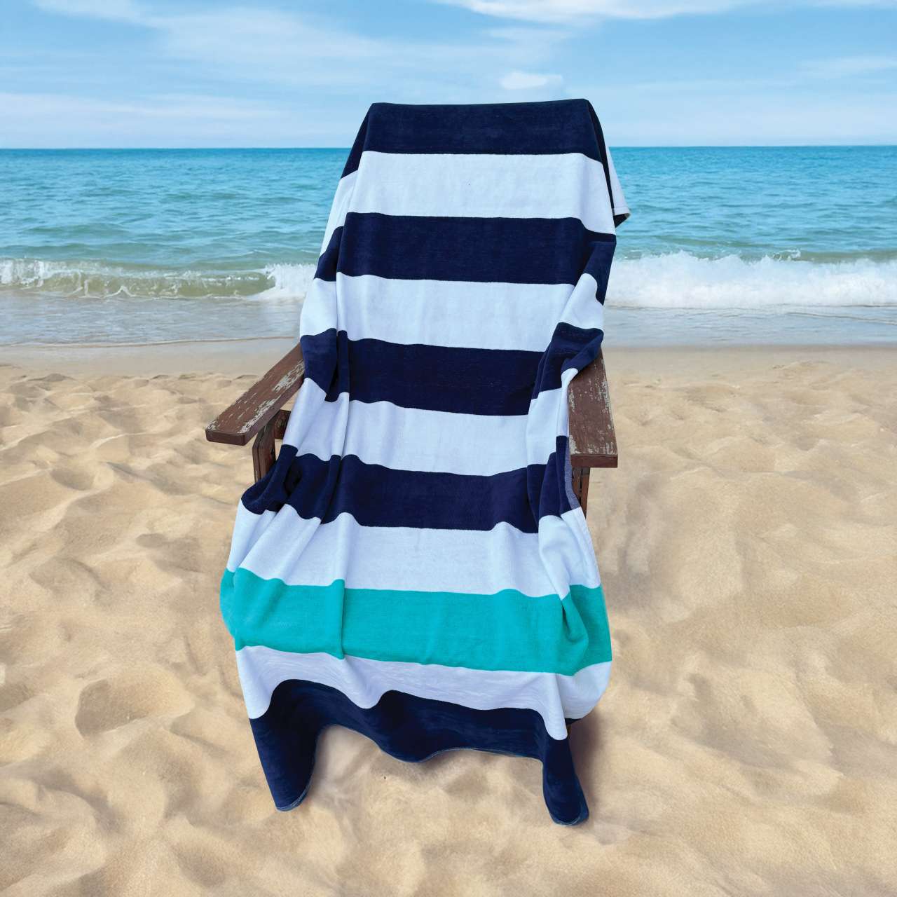OLIMA „NAUTICAL STRIPE” BEACH VELOUR TOWEL - Olima