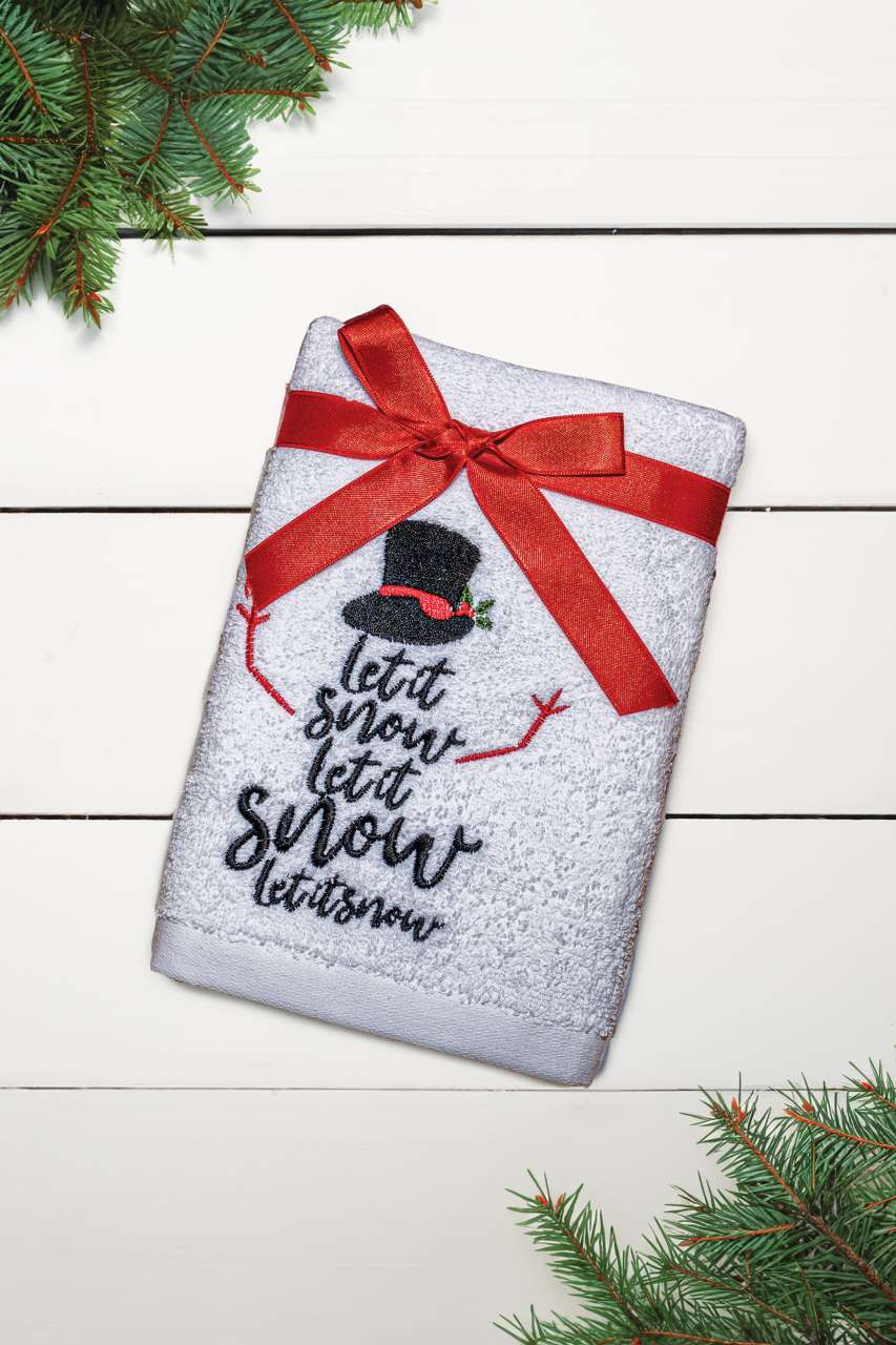 OLIMA CHRISTMAS TOWEL - LET IT SNOW SNOWMAN - Olima