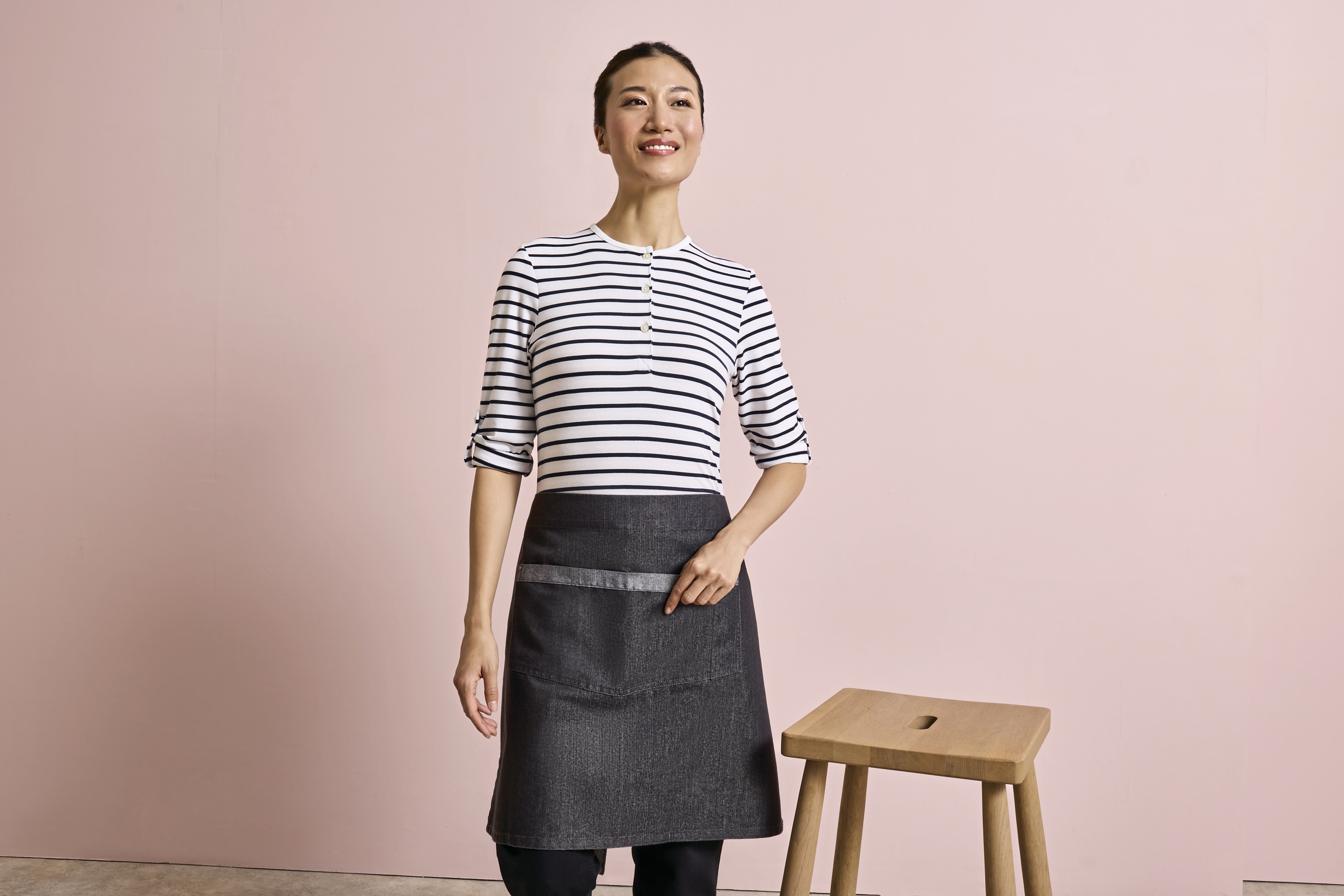 'DOMAIN' CONTRAST DENIM WAIST APRON - Premier