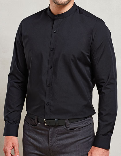 BANDED COLLAR 'GRANDAD' LONG SLEEVE SHIRT - Premier