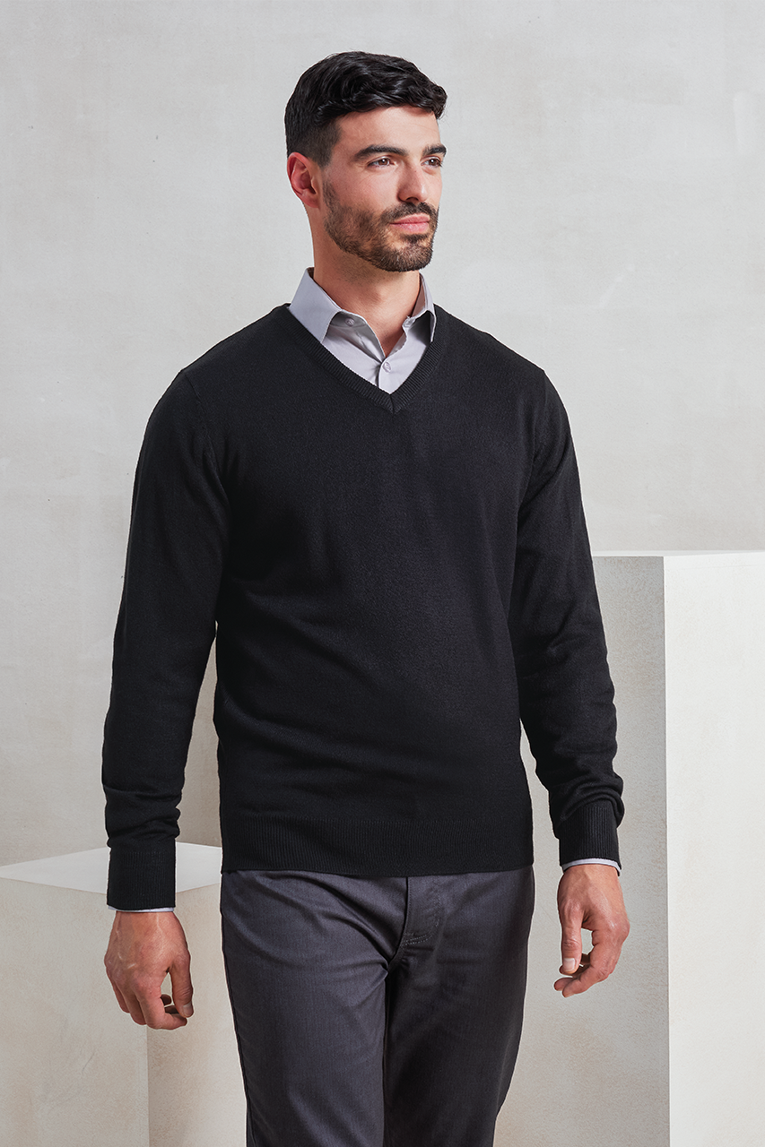 'ESSENTIAL' ACRYLIC MEN'S V-NECK SWEATER - Premier