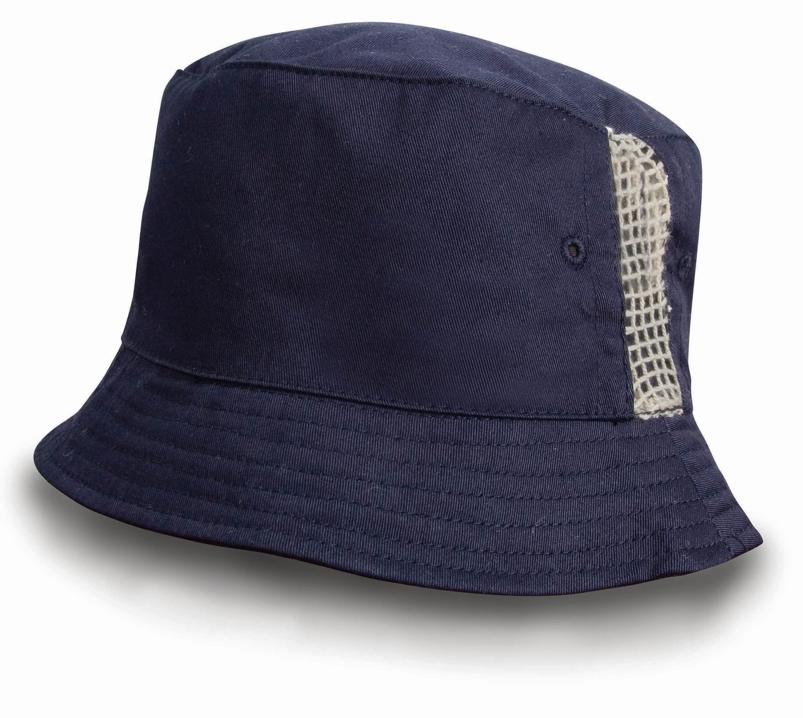 Deluxe Washed Cotton Bucket Hat With Side Mesh Panels - Result Headwear
