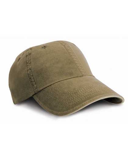 Washed Fine Line Cotton Cap With Sandwich Peak - Result Headwear