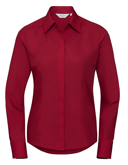 Ladies' Long Sleeve Fitted Polycotton Poplin Shirt - Russell Athletic Collection
