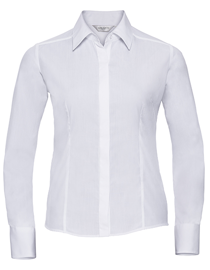 Ladies' Long Sleeve Fitted Polycotton Poplin Shirt - Russell Athletic Collection
