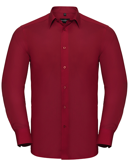 Men's Long Sleeve Tailored Polycotton Poplin Shirt - Russell Athletic Collection