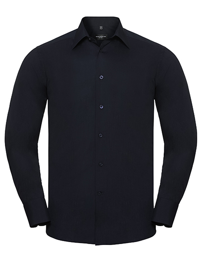 Men's Long Sleeve Tailored Polycotton Poplin Shirt - Russell Athletic Collection