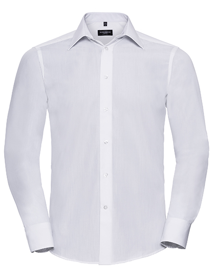 Men's Long Sleeve Tailored Polycotton Poplin Shirt - Russell Athletic Collection