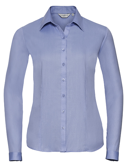 Ladies' Long Sleeve Tailored Herringbone Shirt - Russell Athletic Collection