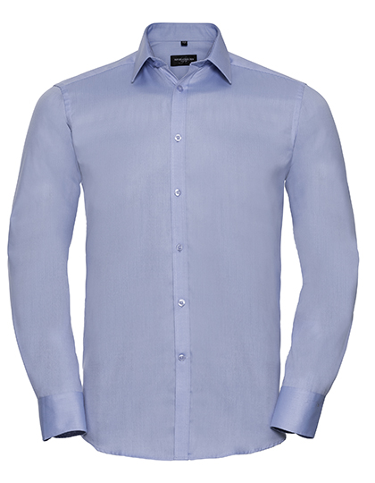 Men's Long Sleeve Tailored Herringbone Shirt - Russell Athletic Collection