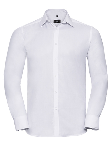 Men's Long Sleeve Tailored Herringbone Shirt - Russell Athletic Collection