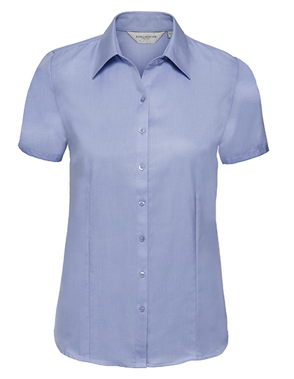 Ladies' Short Sleeve Tailored Herringbone Shirt - Russell Athletic Collection