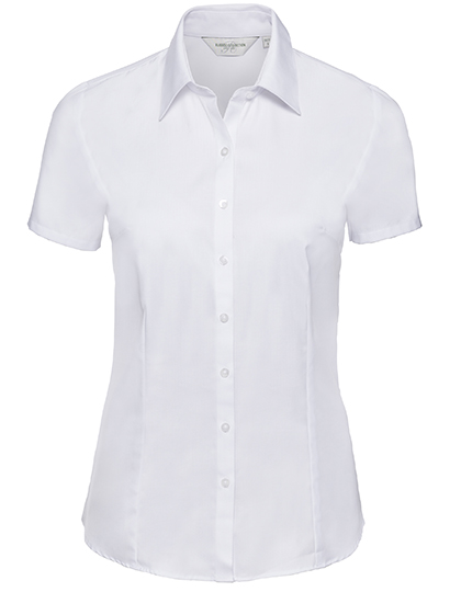 Ladies' Short Sleeve Tailored Herringbone Shirt - Russell Athletic Collection