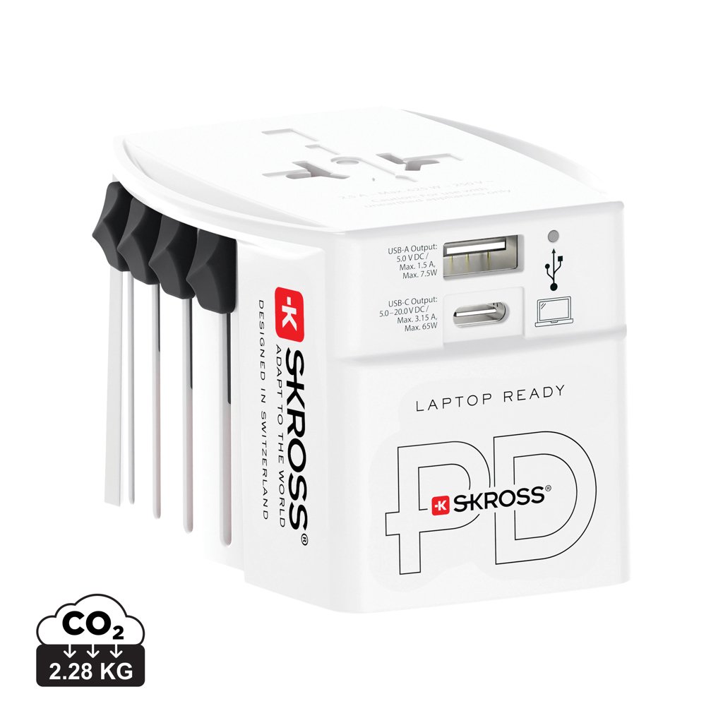 Cestovný adaptér SKROSS World MUV 65W PD s USB C káblom - Skross