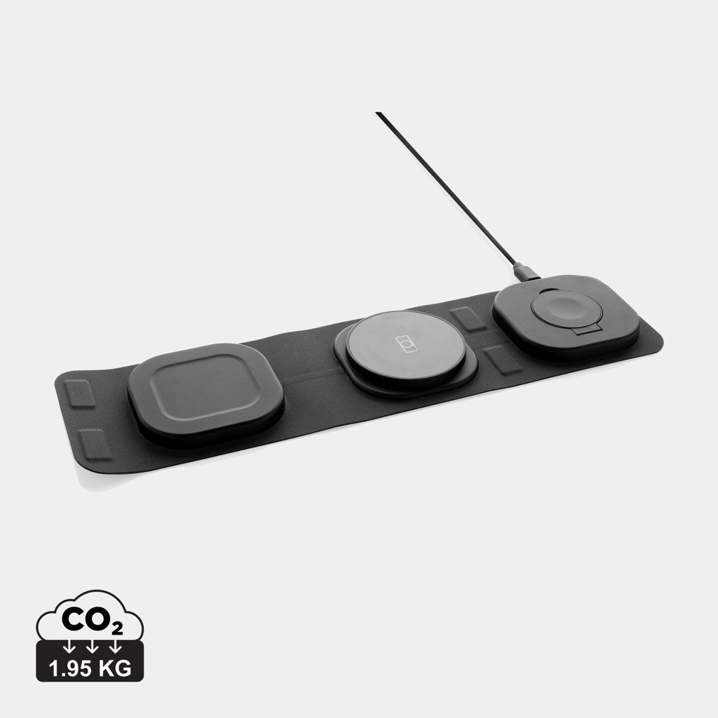 Cestovná bezdrôtová nabíjačka 3v1 Swiss Peak 15W z RCS RPET - Swiss Peak