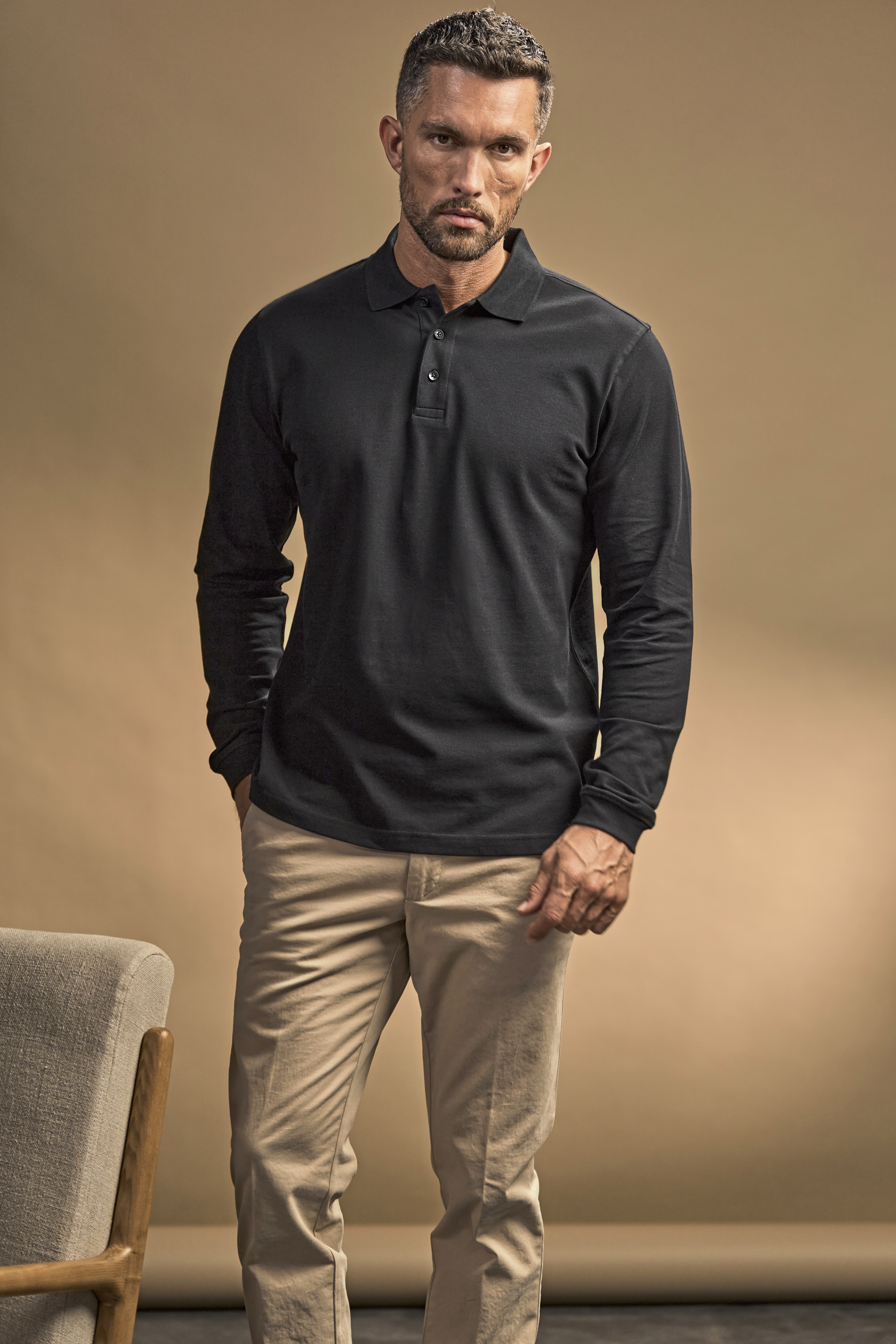 Men´s Luxury Stretch Long Sleeve Polo - Tee Jays
