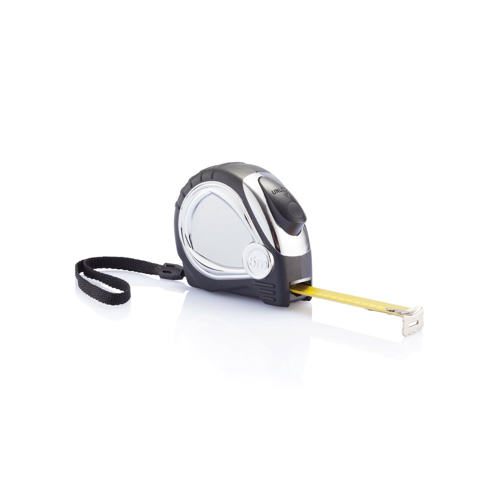 Automatický chrómovaný zvinovací meter, 5 m/19 mm - XD Collection