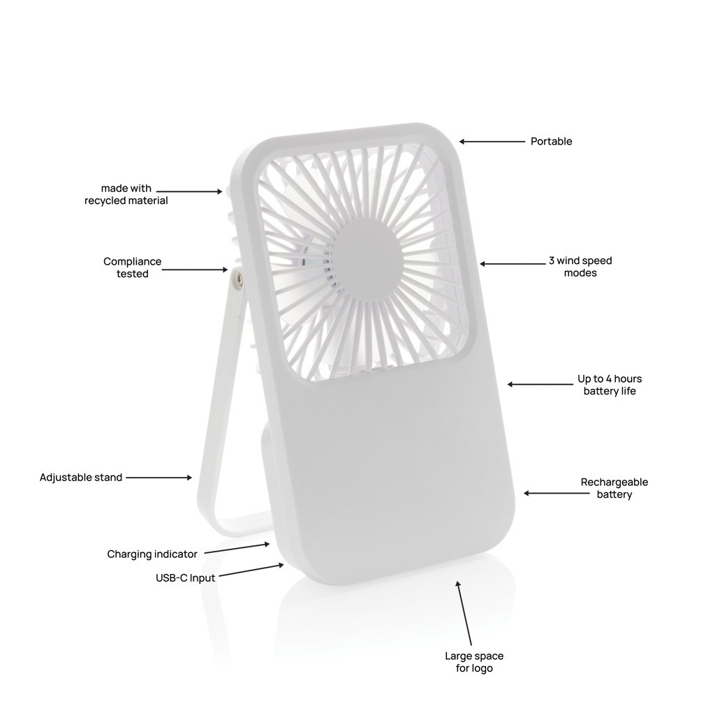 Aervina RCS nabíjateľný stolový ventilátor z rec. plastu - XD Collection