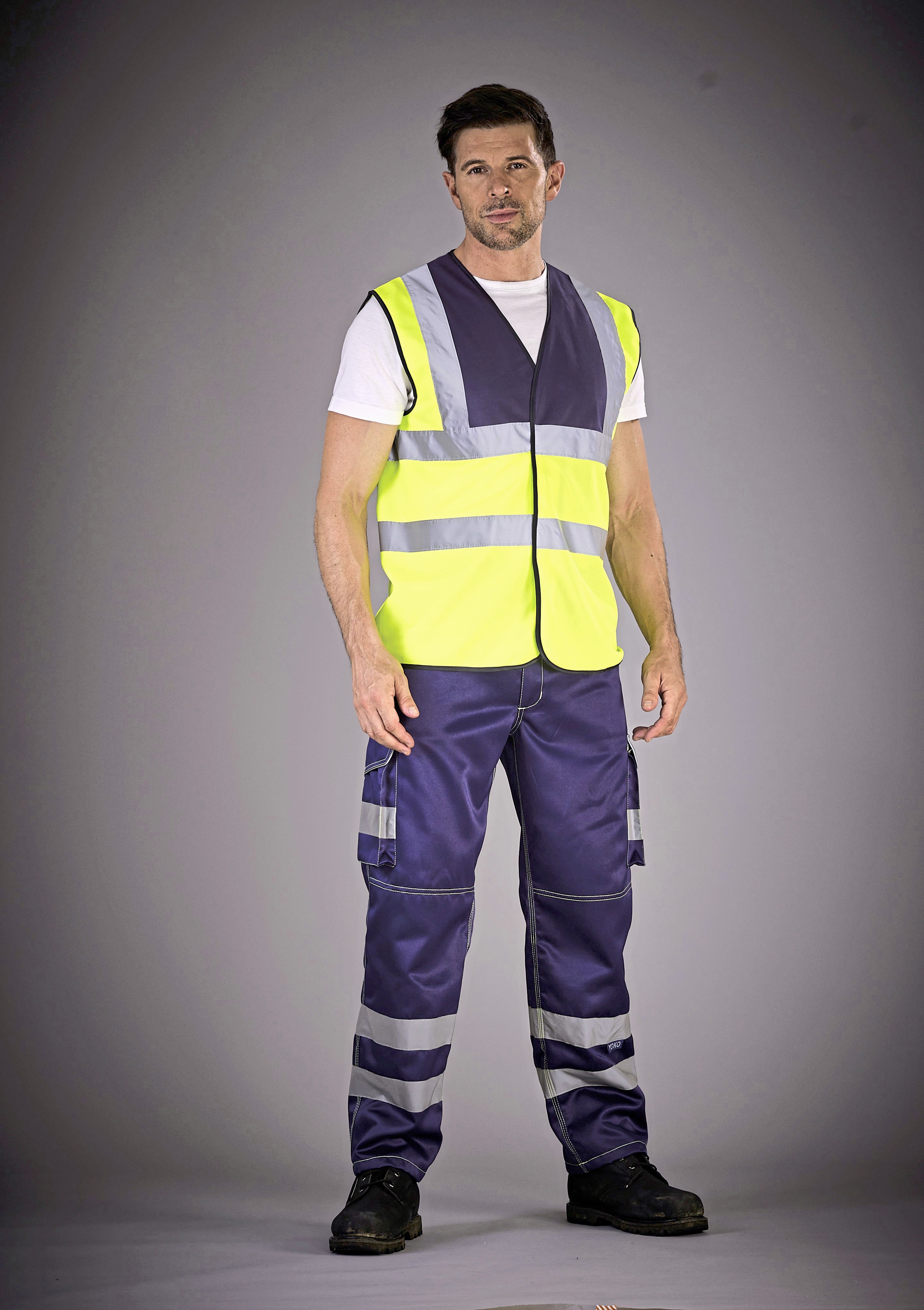 Hi-Vis Cargo Trousers With Knee Pad Pockets - YOKO